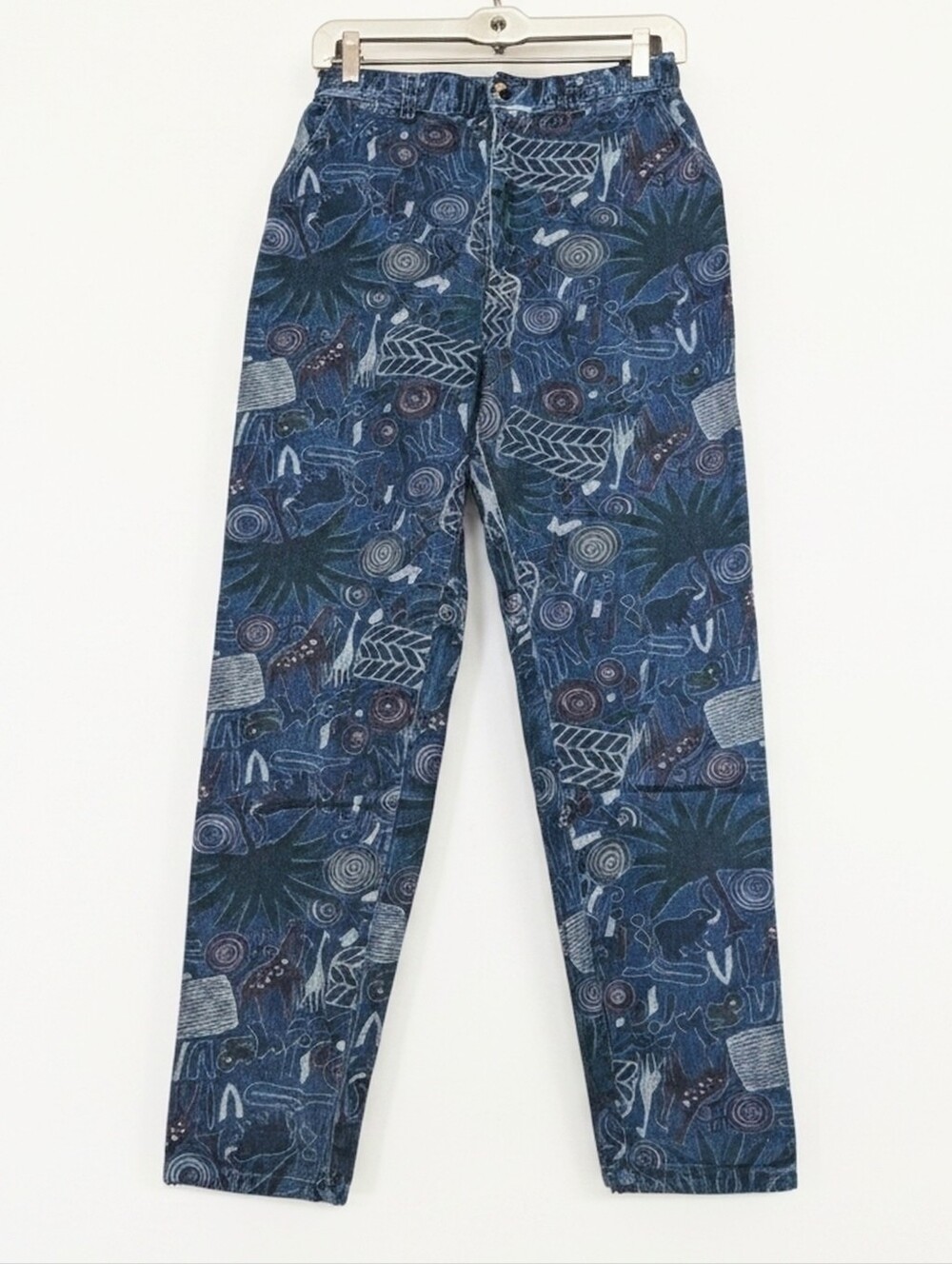 Vintage Pizzazz Paris Blue Jeans Denim High Rise Tapered Cotton Statement Sz 12